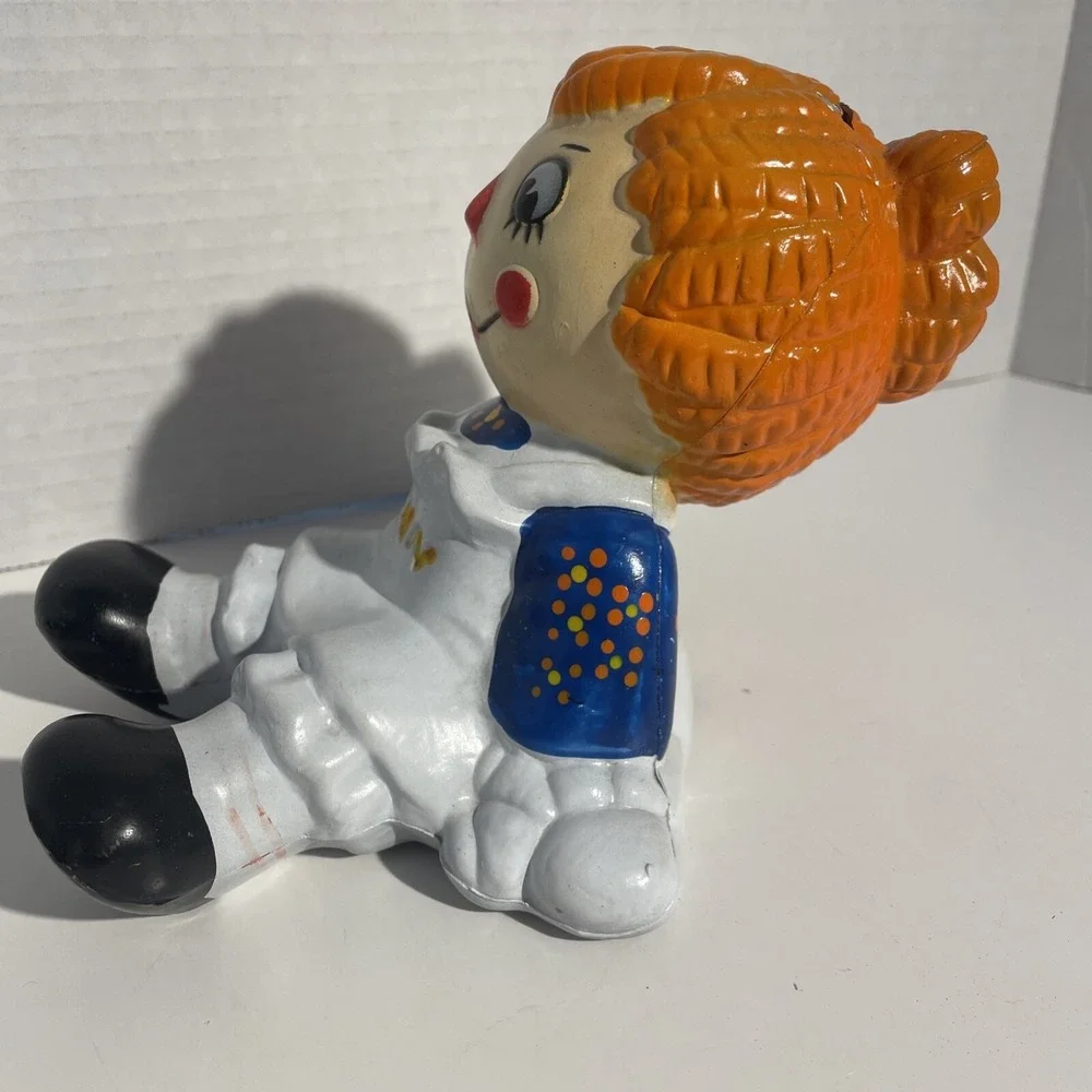 Vintage‎ Raggedy Ann Plastic Bank 1974 Bobb Merrill Co. With Stopper
